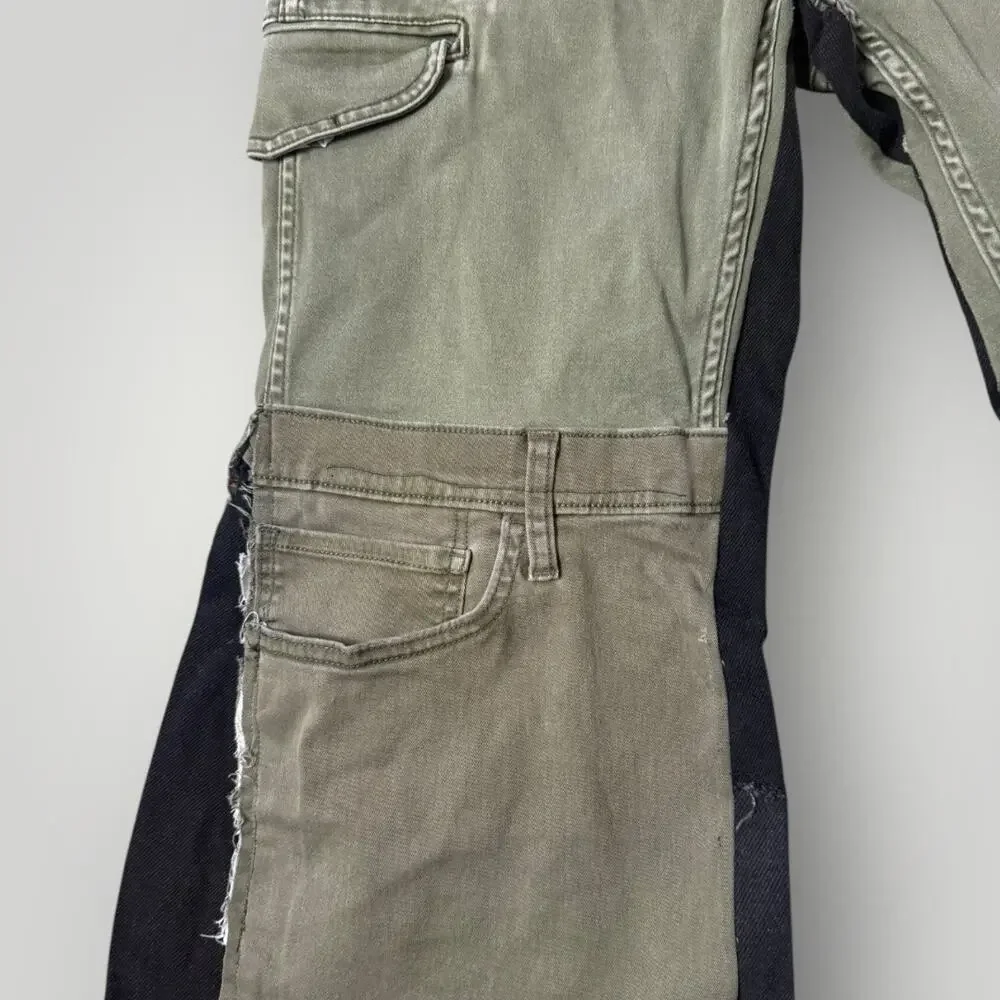 Lovant Men’s Patchwork Cargo Pants Wide Leg  Deconstructed Y2K Style - Picture 3 of 11